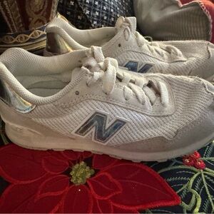 New Balance Kids White and Blue Sneakers
